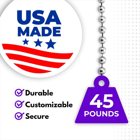 WAXAW Stainless Steel Number Six Beaded Ball Chain 100 Foot Spool And Number Six Connectors 100 Pack USA Made Bundle