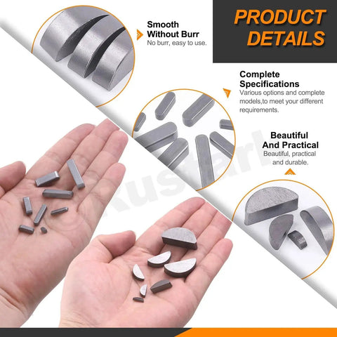 Pro Grade Industrial Key Stock And Woodruff Key Set With Round Ended Keys And Half Moon Feather Keys 211Pcs Metric Shaft Keys Kit in hands