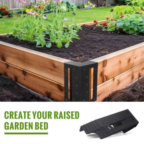 Beefy Raised Garden Bed Corner Brackets With Securing Lip For Wood Frames Fits Lumber Up To 2 By 12 Inches installed outdoors