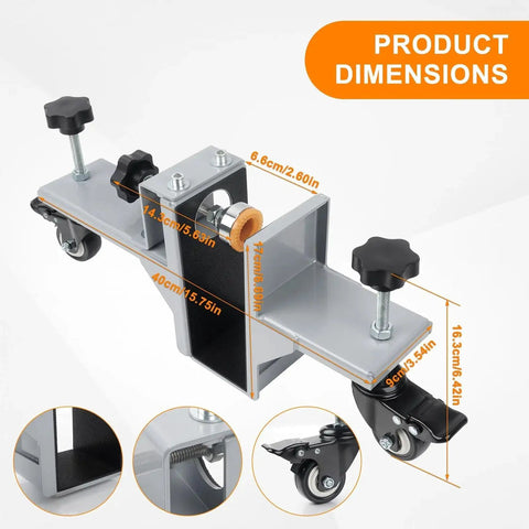 Heavy Duty Door Lifter Dolly Twin Pack For Doors From One And Three Eighths Inches To Two And One Half Inches Prehung Slab Front Steel Doors Installation Tools For Commercial And Residential Use showing product dimensions with adjustable steel frame and wheels.