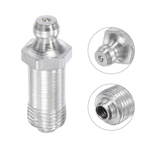 Steel Straight Grease Fittings Set G1/8 Thread 11mm Width Heavy Duty Hydraulic Lubrication Fittings Oil Spill Proof Rust Resistant 5 Pack