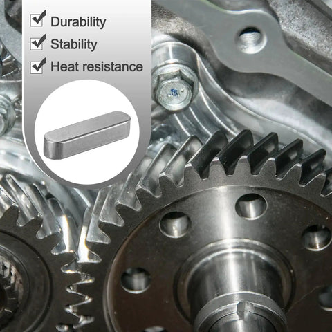 Close-up of a 20 Pcs Round Ended Feather Keys 40x10x8 Millimeter Carbon Steel Drive Shaft Parallel Keys Keyway Stock Assortment installed in gear