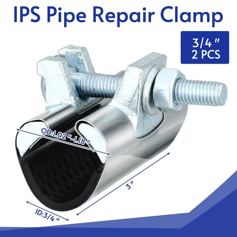 Two Pack IPS Pipe Repair Clamp In 304 Stainless Steel, Three Inch Length Fits Three Quarter Inch Pipes, Patching Leaks On Copper Galvanized Steel And More