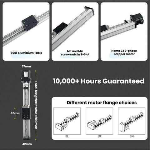 HMS40 Series Linear Guide Rail Module With NEMA23 56mm Motor For 3D Printers And CNC Machines, Extended Stroke Up To 1200mm