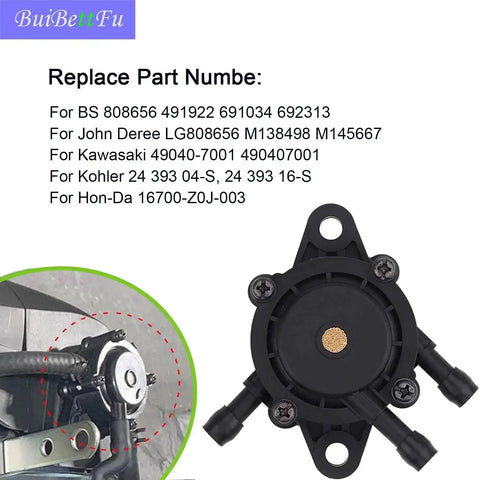 Replacement Fuel Pump For Lawn Mower With 24 393 04-S And 24 393 16-S 17HP To 25HP Engines Includes Fuel Filter And Fuel Line Shut Off Valve For Kawasaki Honda Deere Plug And Play Direct Fit Mower Parts