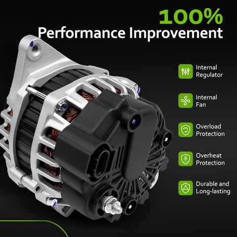 Durable High Output Alternator Replacement Fits 2007 2012 Hyundai Elantra 2.0L L4 2010 2011 Kia Soul 2.0L L4 And 2007 2009 Kia Spectra And Spectra5 2.0L L4 Direct Fit Easy Install Plug And Play With 11311N 211311 3730023650