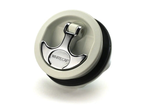 Three Inch Black T Handle Latch With Keyed Lock For Freshwater Boats, close-up of chrome handle and black nylon body