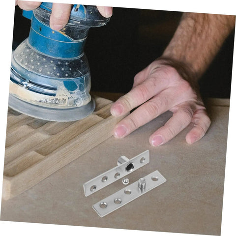 Heavy Duty Concealed Pivot Hinge For Cabinets And Bookcases Rotating Door Hinge For Hidden Compartments Built Like A Tank Invisible Right Angle Door Hinge Durable Metal Construction Sleek Modern Hardware With Smooth Operation shown on a wooden surface while being installed or sanded