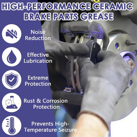 Mechanic applying Ceramic Brake Lubricant For Caliper Pins High Temp Synthetic Brake Lube With Moisture Proof Formula