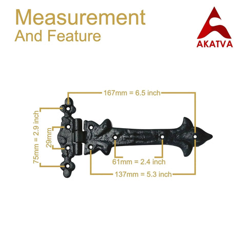 Heavy Duty T Hinge Set For Wooden Fences And Gates Black Matte Gate Hinges dimensions shown on diagram with measurements