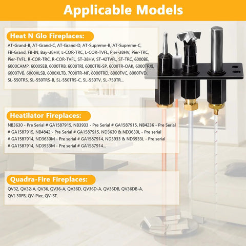 Gas fireplace pilot assembly with thermocouple and thermopile, model 4021-737, for Heatilator and Heat N Glo.