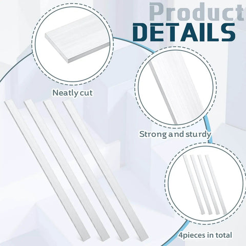 Four Piece Pack Of 304 Stainless Steel Flat Bar Rectangular Bars, 0.125 Inch Thick, 0.78 Inch Wide, 12 Inch Long, Ideal For Kitchen DIY Crafts And Metalworking For DIYers, MorningRo.