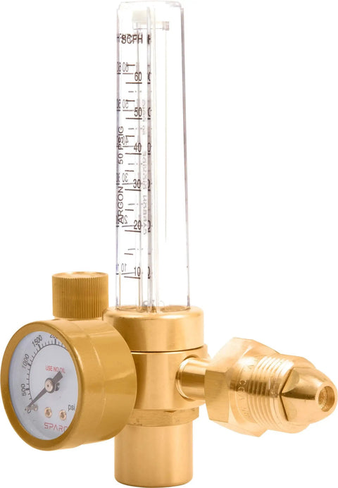 Pro Grade Argon Regulator And Flow Meter For MIG And TIG Welding With 0-70 CFH CGA580, heavy duty brass, easy read gauge, SPARC