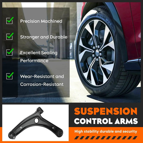 Beefed Up 8 Piece Front Suspension Lower Control Arms Kit With Ball Joints For Dodge Caliber 2009 2012 And Jeep Compass Patriot 2007 2017 Includes Sway Bar Links And Inner Tie Rod Ends