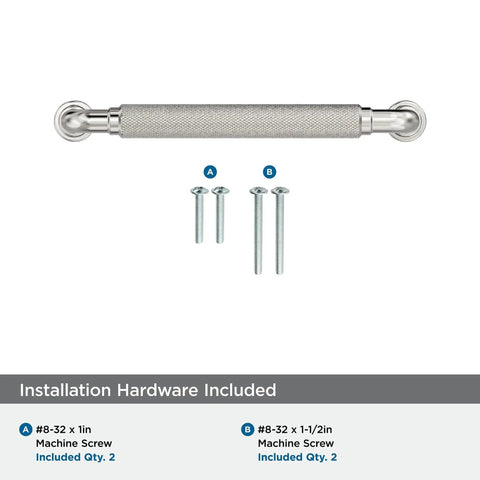 Collet 5-1/16 Inch Center-To-Center Polished Nickel Cabinet Pull with included screws, transitional style, 5-5/8 inch length, BP37683PN
