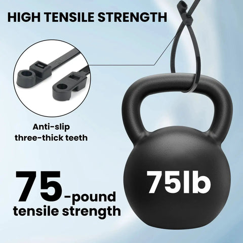 Beefy Heavy Duty Zip Ties With Screw Hole For Mounting 75 Lb Tensile Strength Seven And A Half Inch Indoor Outdoor Nylon Cable Ties 50 Pack Black Universal Cable Tie Buckles