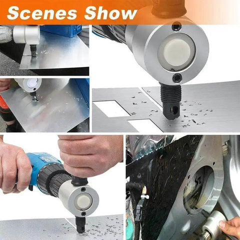 Pro Grade Beefy Double Head Sheet Metal Nibbler Cutter with Handle and Wrench 360 Degree Adjustable Head used on metal sheets