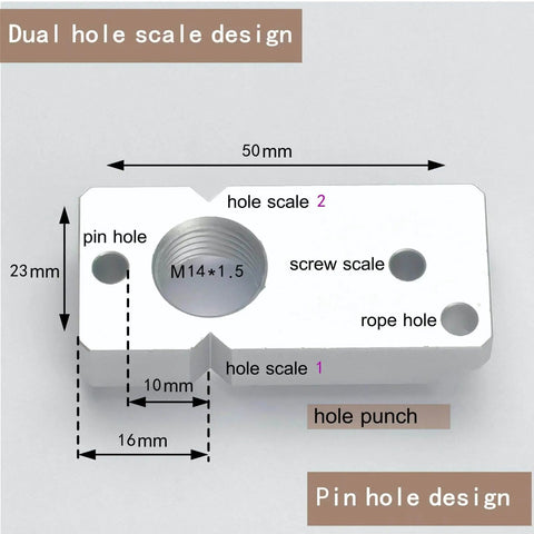 Aluminum Extrusion Drill Guide And Tap Jig For 2020 And 2040 European Profiles M4 M5 M6 And M10 Drill Holes showing hole design