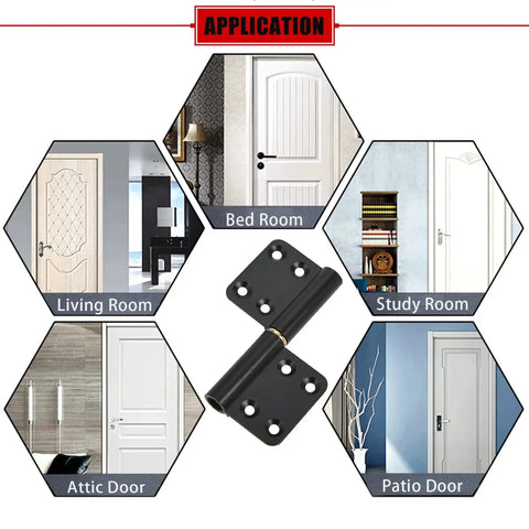 Lift Off 4 Inch Door Hinges Six Pack Black Durable Flag Hinges For Indoor Outdoor Use Detachable And Rust Resistant With 40 Lb Loading Capacity Screws Not Included Mozcorn Today Great Deal shown with various door applications