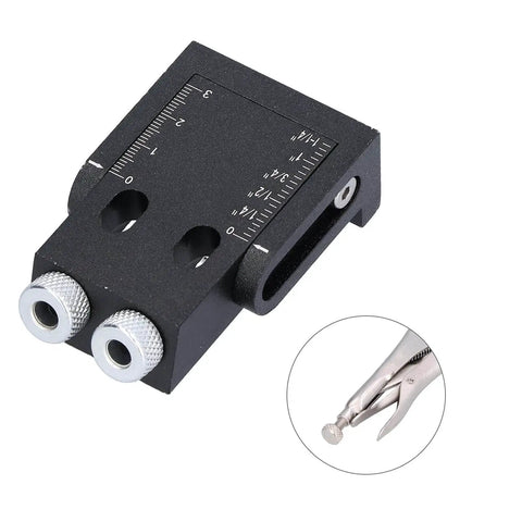 Pro Grade Pocket Hole Jig Kit With 15 Degree Drill Angle, Aluminum Alloy Oblique Hole Locator, Three Drill Guides close-up view.