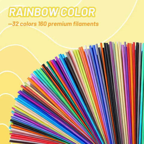 32 Color 2.5Mm 3D Pen Filament Refill For 3Doodler Start Plus, rainbow, low temperature, safe 15 cm strands, DIY and makers