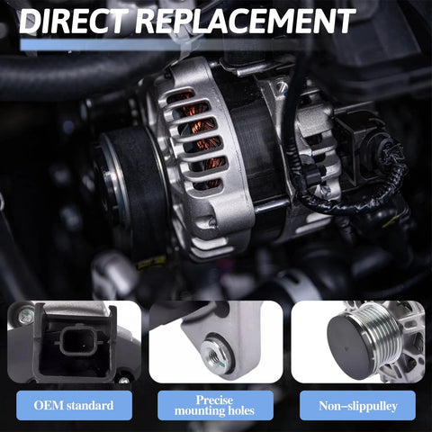 Drop In 120A Alternator Replacement For Nissan Rogue 2014 To 2020 2.5L L4 And 2017 To 2019 2.0L L4 Electric And Gas, 12V