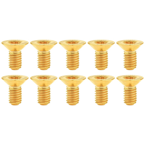 10 Pcs Titanium Countersunk Torx T10 M3 Bolts Set With Flat Head Gold Finish Lengths 6Mm 8Mm 10Mm 12Mm 15Mm 18Mm 20Mm Grade 5 6AL-4V Titanium Alloy Corrosion Resistant High Strength Screws