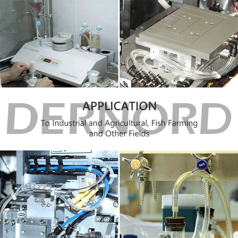 Collage of industrial applications using Clear PVC Tubing One Quarter Inch ID Three Eighth Inch OD Ten Feet Food Grade Flexible Vinyl Hose