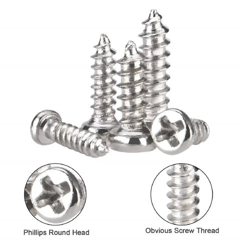 1000 Piece Mini Screw Kit Set With Self Tapping Micro Screws In M1 To M1.7 Sizes Phillips Pan Head Nickel Plated close-up