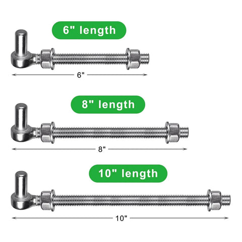 J Bolt Gate Hinge 304 Stainless Steel in 6, 8, 10 inch lengths for chain link fence farm wooden gate driveway