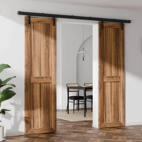 10ft Box Rail Sliding Barn Door Hardware Kit For Wall Mount Double Doors Built To Last Heavy Duty Black Exterior Box Track System