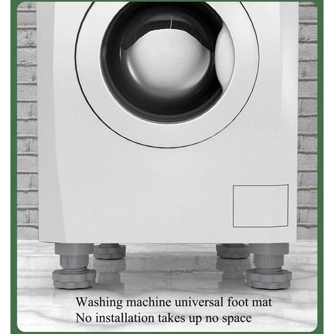 Four pack adjustable leveling feet deliver stable wobble free support for washing machines and appliances, installed view.
