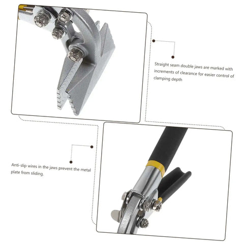 3 Inch Hand Seaming Pliers Manual Metal Bender for Bending Seams, showing straight jaw design and anti-slip grip.