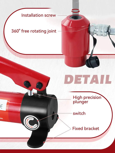Detail view of Beefy Hydraulic Knockout Punch Set 1/2 to 4 Inch Conduit Hole Cutter Kit highlighting installation screw and rotating joint.