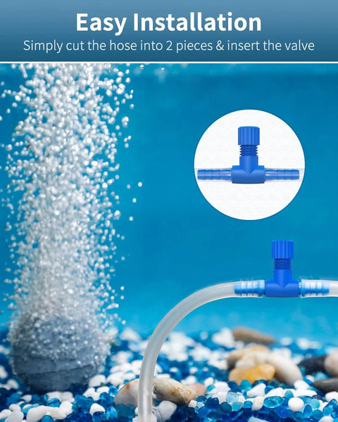 Image showing Super Handy Affordable Aquarium Air Control Valves Pawfly For 3/16 In ID Airline Tubing Single Way Flow Regulators installed.