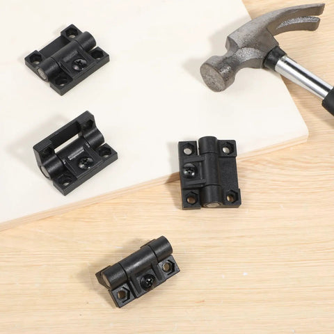 10 Piece Adjustable Torque Door Hinges Set Black Plastic Position Control Hinges 43mm By 36mm With 4 Countersunk Holes