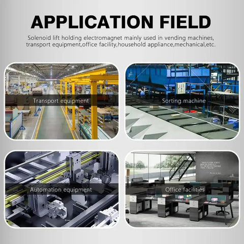 Application field uses of the 12V Round Lifting Electromagnet 200N Peak Force 80x10mm With 24cm Lead in various industries