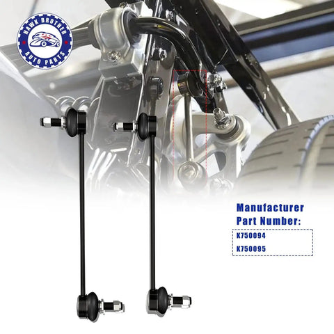 Hawk Brother sway bar end link kit, black steel links with bushings, front-left and front-right pair
