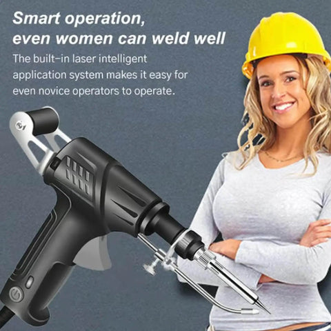 Internally Heated 8 Piece Welding Tool Set With 60W Soldering Iron And Soldering Gun Ceramic Heating showcased with female welder