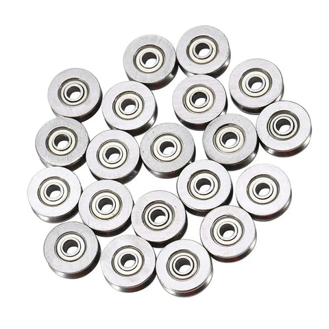 V Groove Ball Bearing Set 20 Pcs Miniature Steel V Pulley Bearings 3x12x4mm for Rail Track Linear Motion Systems, carbon steel build