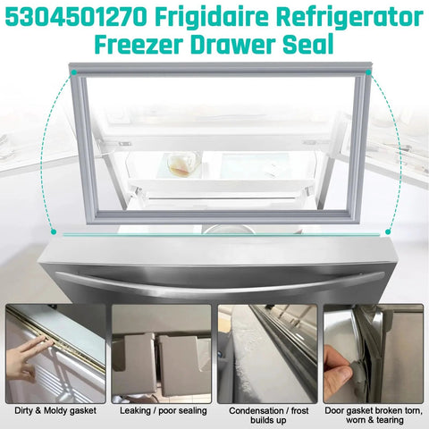 Upgraded 5304501270 Freezer Door Gasket Direct Replacement For Frigidaire And Electrolux Refrigerators installed image