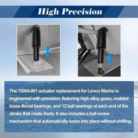 12V Boat Trim Tab Actuator With Two And A Quarter Inch Stroke OE Replacement 15054-001 15054001 20400-001 installed