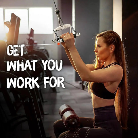 Yes4All rubber rotating double-D row handle for gym cable workouts, mounted on a cable machine