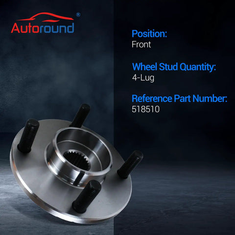 Front Wheel Bearing And Hub Assembly Kit For Ford Focus 2000 2011 Four Lug Front Left And Right Sides Drop-In Ready OEM-Grade Quality With 5.17 Inch Flange Diameter And 4.25 Inch Bolt Circle