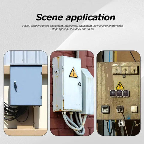 Outdoor electrical enclosures with cables, showcasing scene applications for NPT Three Quarter Inch Nickel Plated Brass Waterproof Cable Glands.
