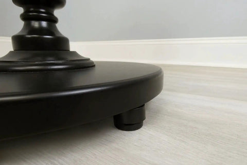 Close-up of table base with 16 Pack Self Leveling Table Glides With Quarter Inch Threaded Stem And Adjustable Feet And Hardware