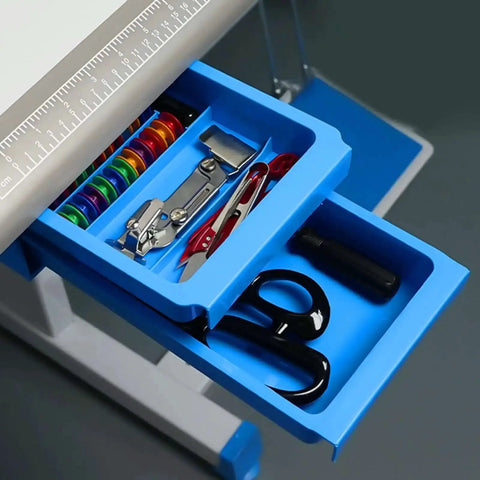Heavy Duty Sewing Machine Sliding Drawer Organizer Double Storage Container for Bobbins Presser Feet Tools and Spare Parts
