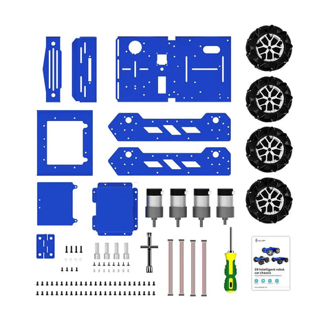 Mecanum Wheel Robot Chassis 97mm Omnidirectional Full Metal Robotic Platform With 12V Encoder Motors parts and tools layout