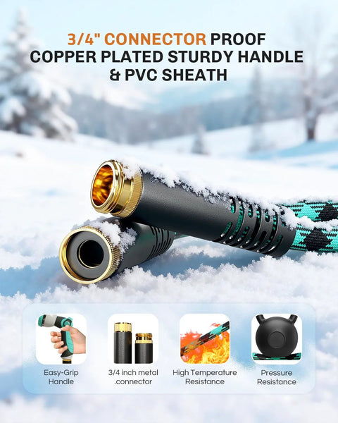 Amazon WELLUCK 50 ft garden hose with 3/4-inch metal connector, copper-plated sturdy handle, PVC sheath