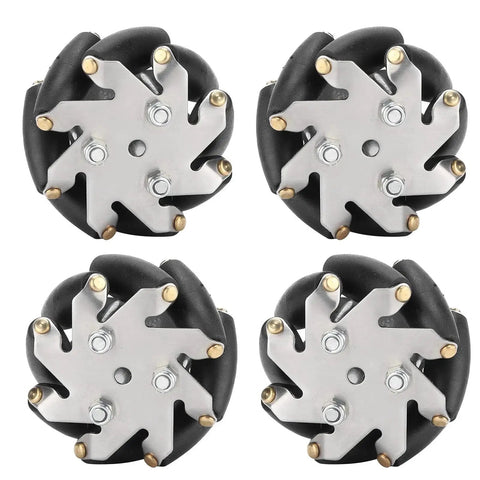Mecanum Wheel Set for Robot Car 48mm Steel Omni Directional Wheels 4 Pcs with High Load Capacity up to 3kg and TPR Rollers